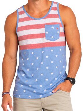 🫶 Tipsy Elves Men's Retro Faded Flag Tank Top Patriotic USA 4th of July ~ LARGE